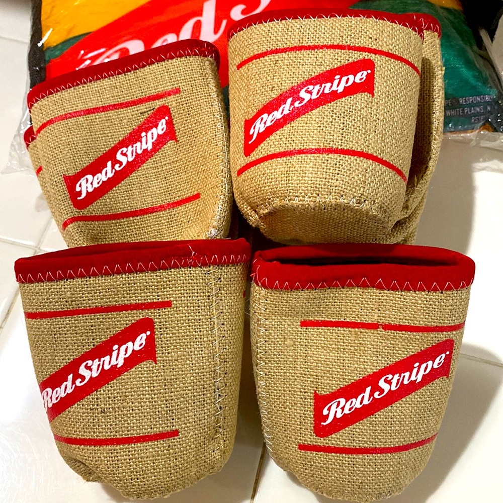 Red stripe koozie NWOT